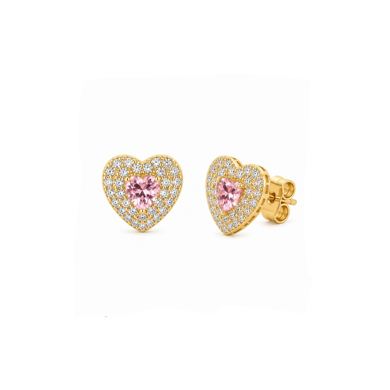 Aros Corazón Lumière con Baño de Oro 18K.