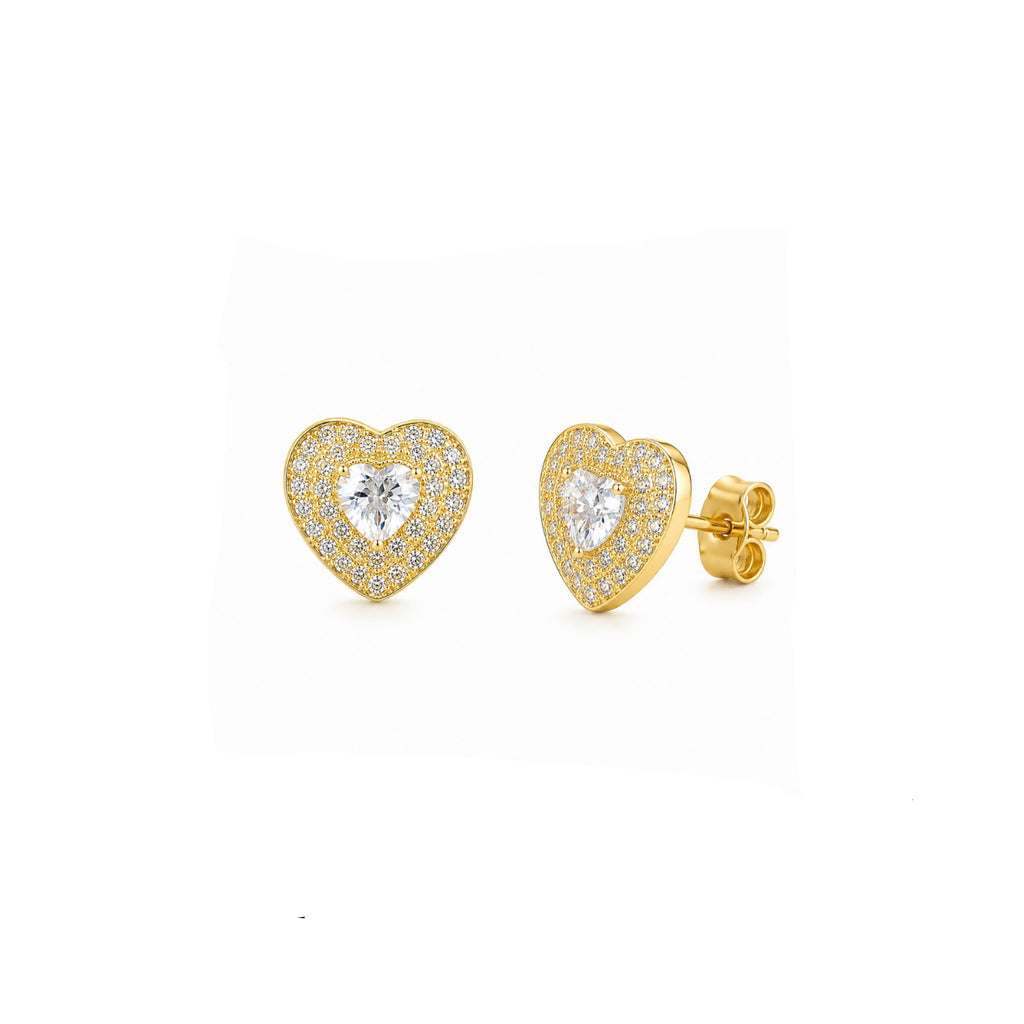 Aros Corazón Lumière con Baño de Oro 18K.