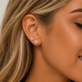 Aros Punto de Luz Diamanté con Baño de Oro 18K.