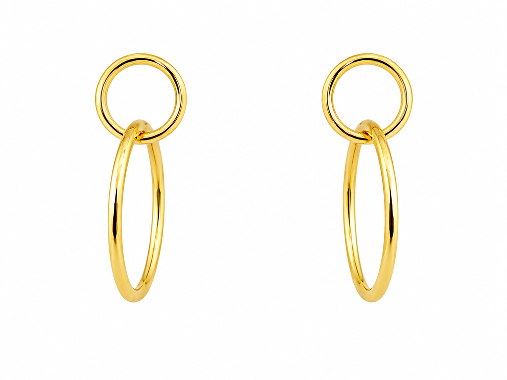 Aros Dual Circle dorado baño oro 18K Alenza