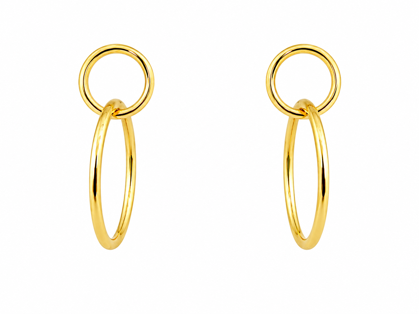 Aros Dual Circle dorado baño oro 18K Alenza