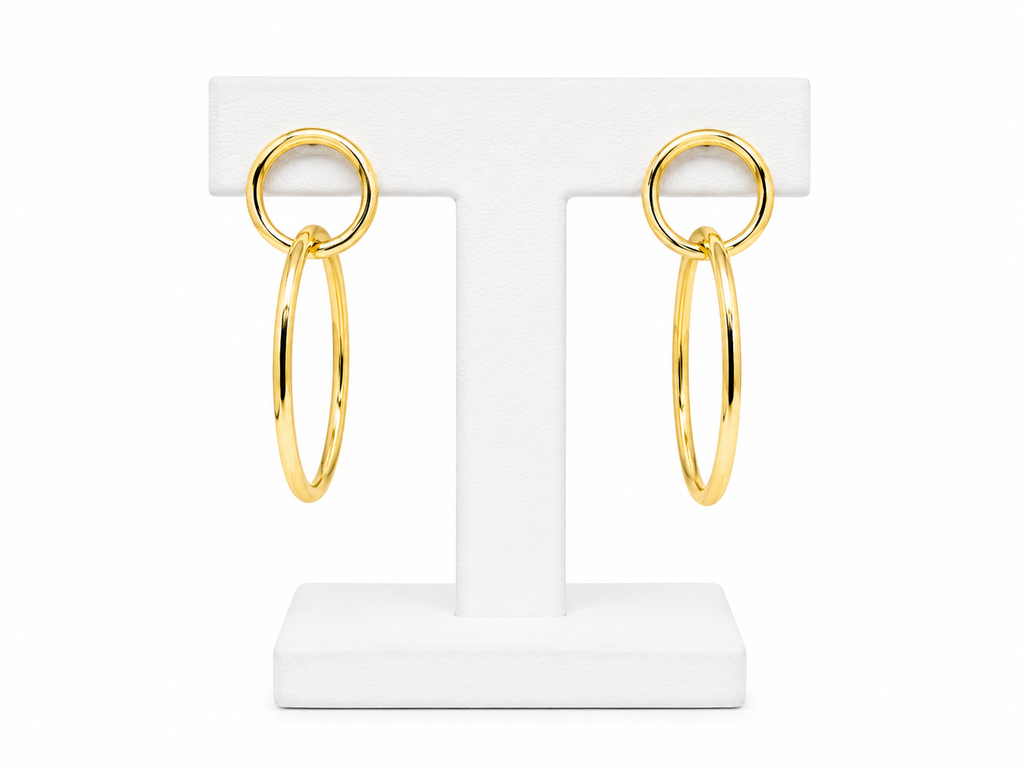 Aros Dual Circle con Baño de Oro 18K