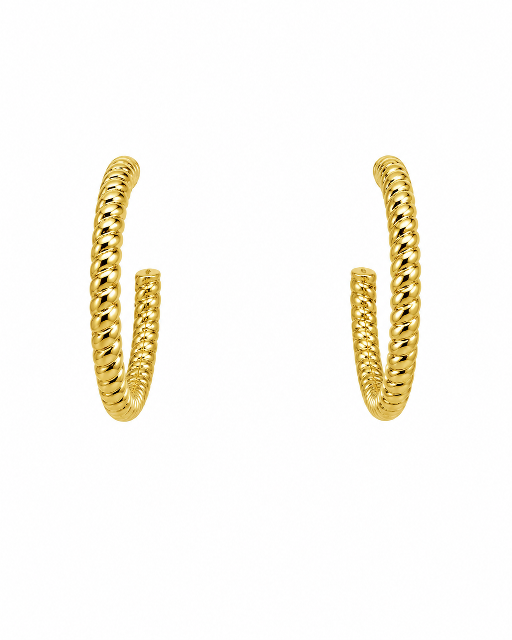 Aros Textured Glow Hoops dorado baño oro 18K Alenza