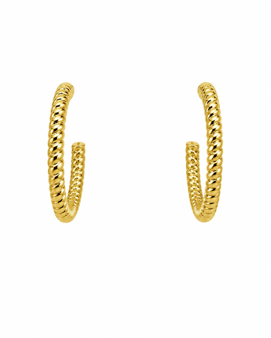 Aros Textured Glow Hoops dorado baño oro 18K Alenza