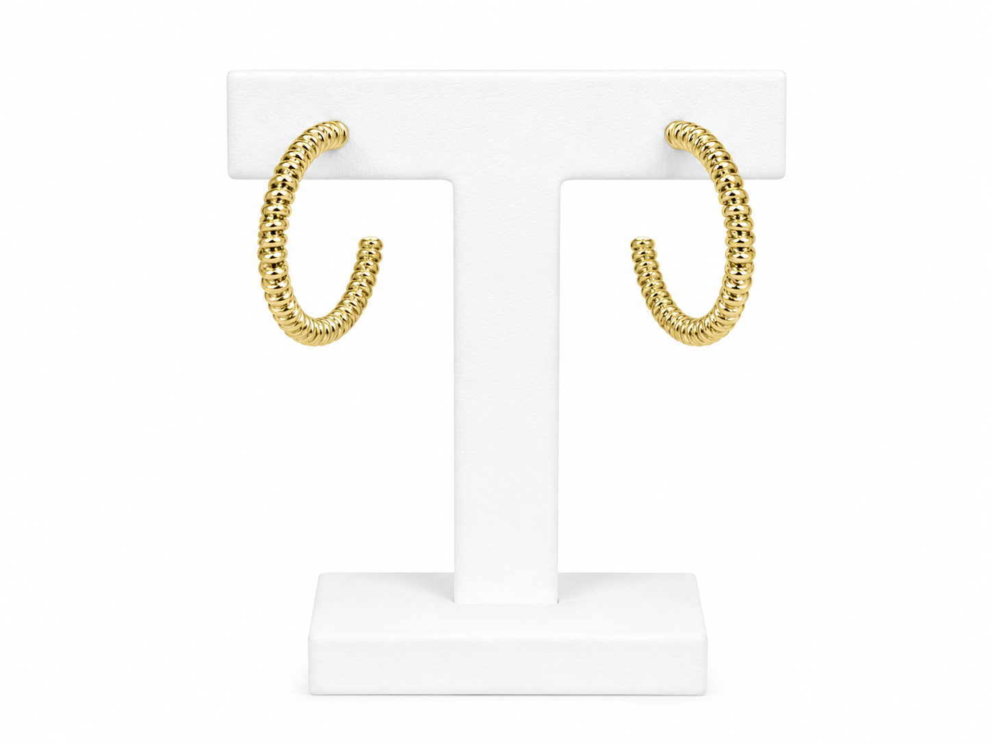 Aros Textured Glow Hoops con Baño de Oro 18K