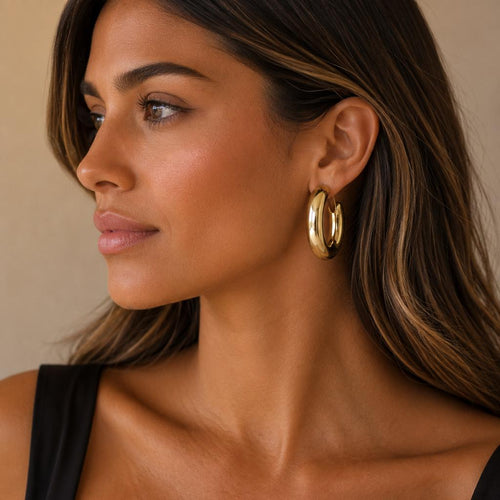 Argollas Bold con Baño de Oro 18K.