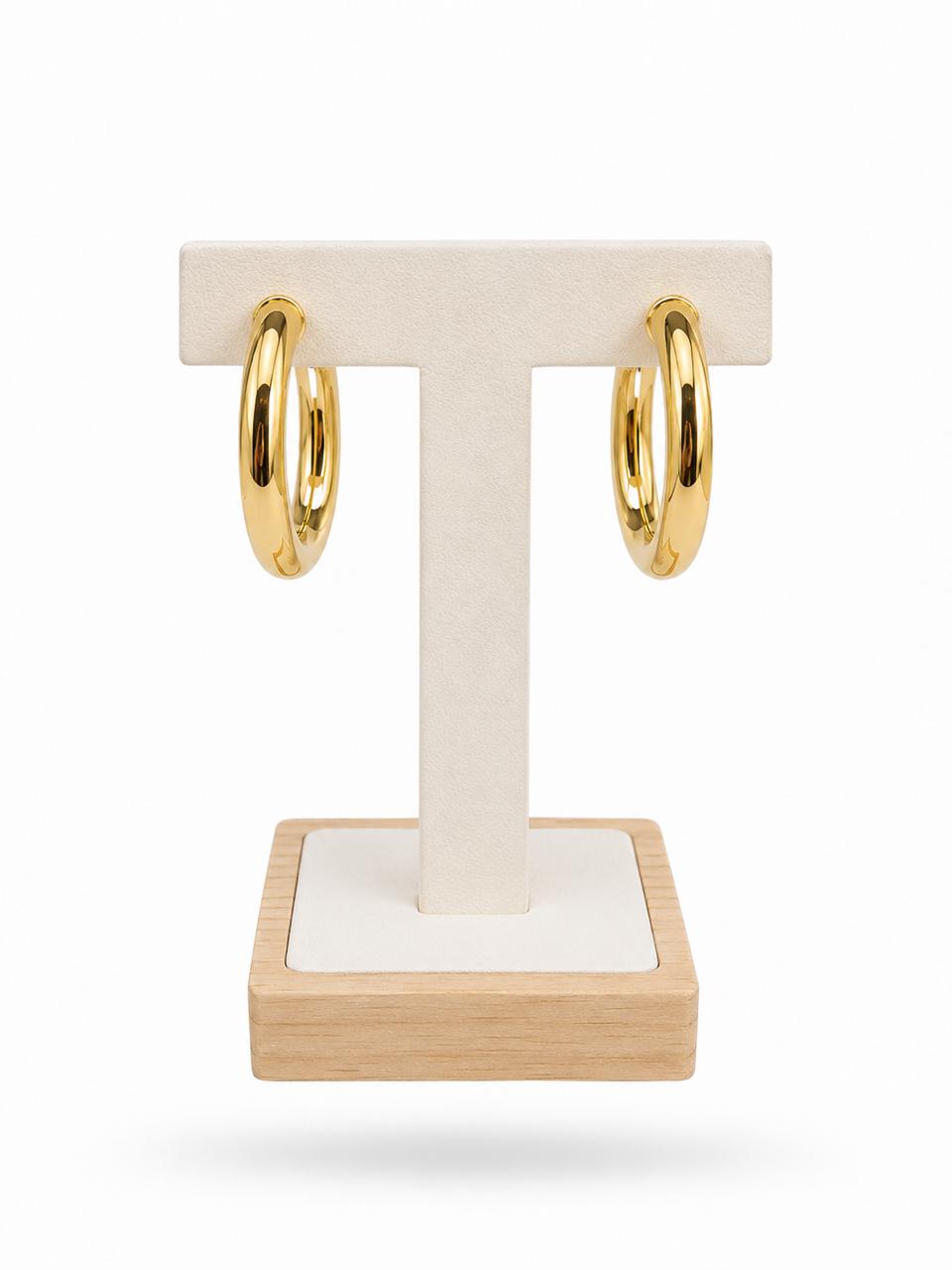 Aros Bold Oval con Baño de Oro 18K