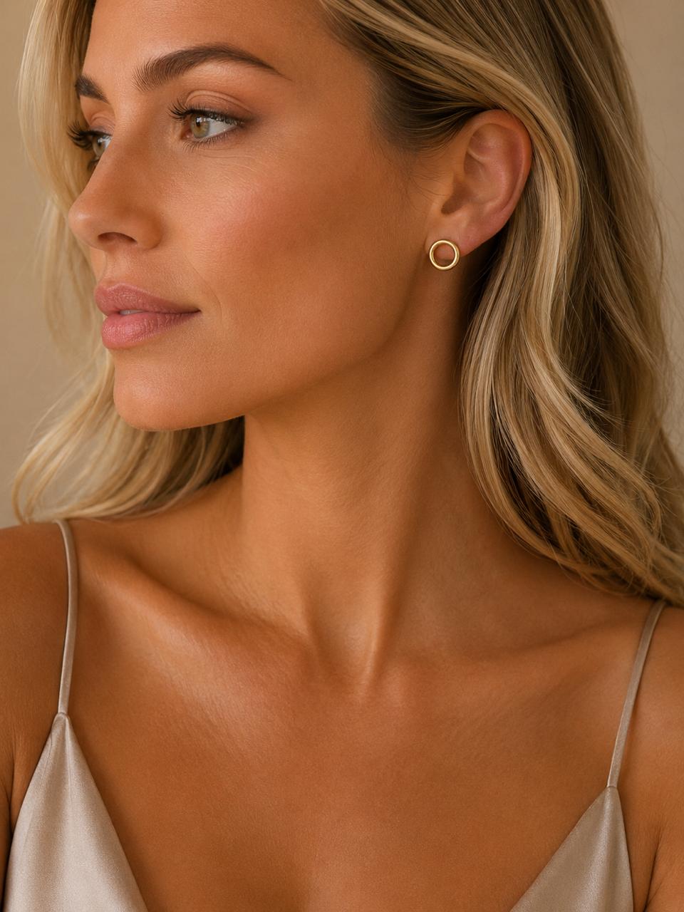 Aros Double Ring con Baño de Oro 18K