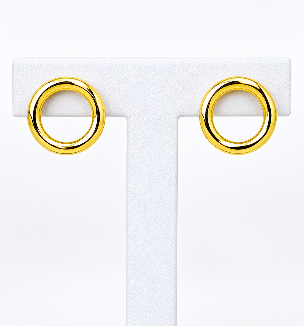 Aros Double Ring con Baño de Oro 18K