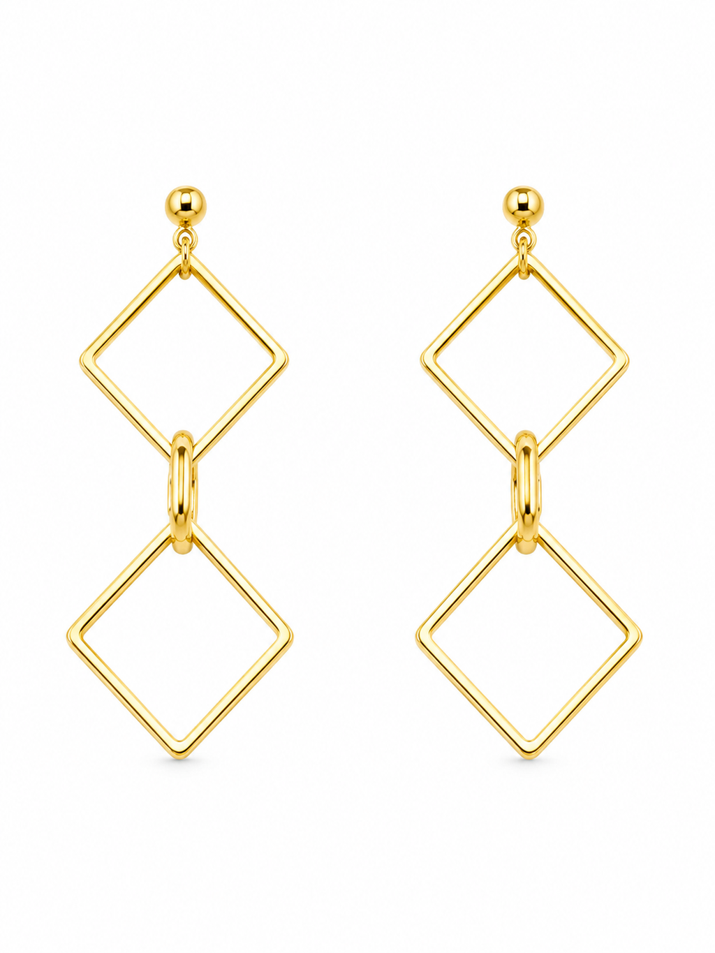 Aros Golden Geometry Drop dorado baño oro 18K Alenza