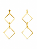 Aros Golden Geometry Drop dorado baño oro 18K Alenza