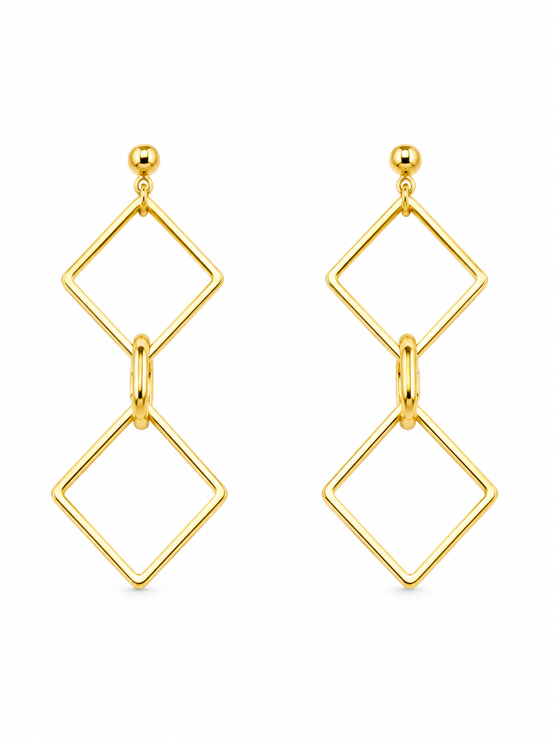 Aros Golden Geometry Drop dorado baño oro 18K Alenza