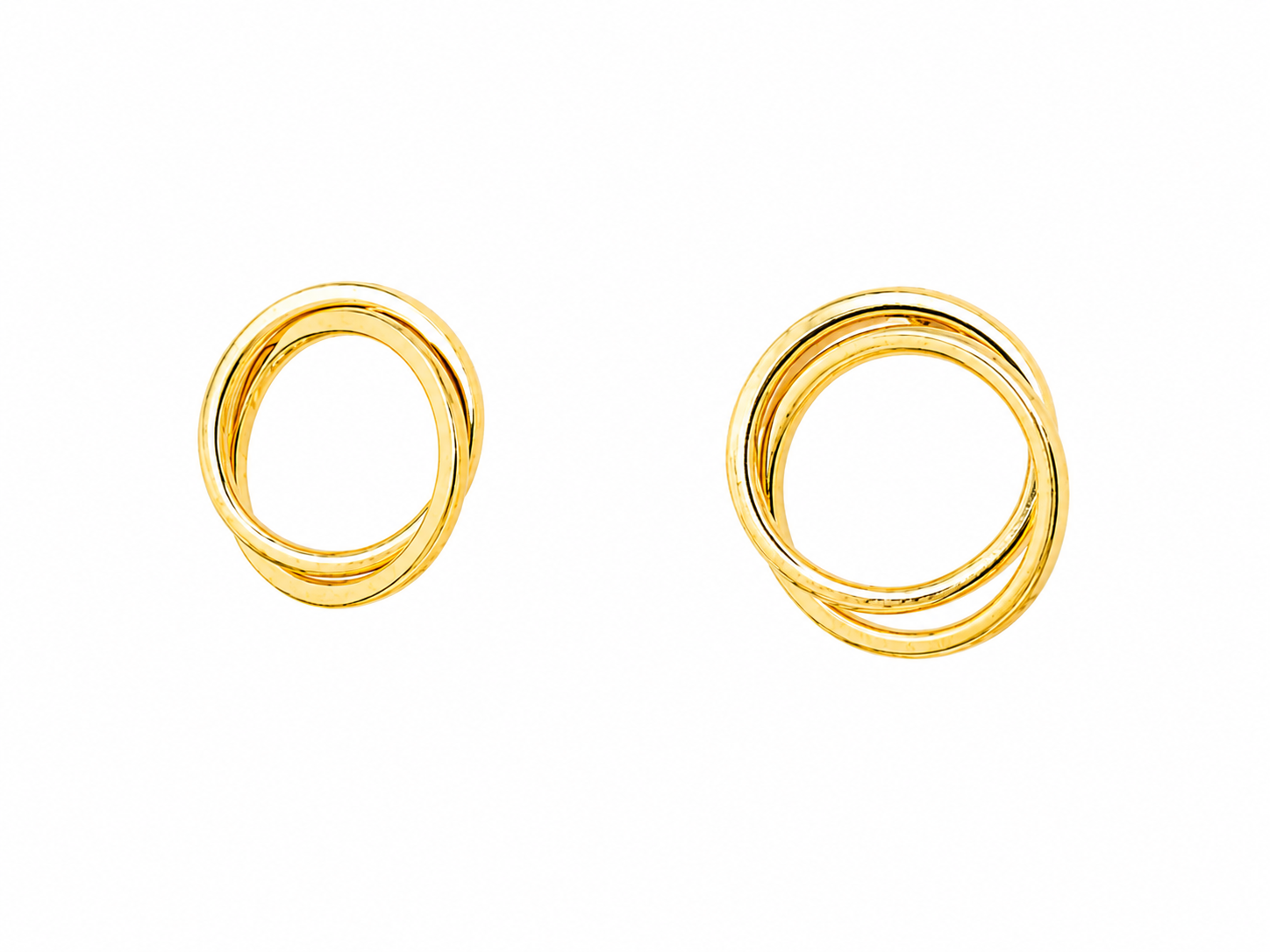 Aros Triple Flow dorado baño oro 18K Alenza