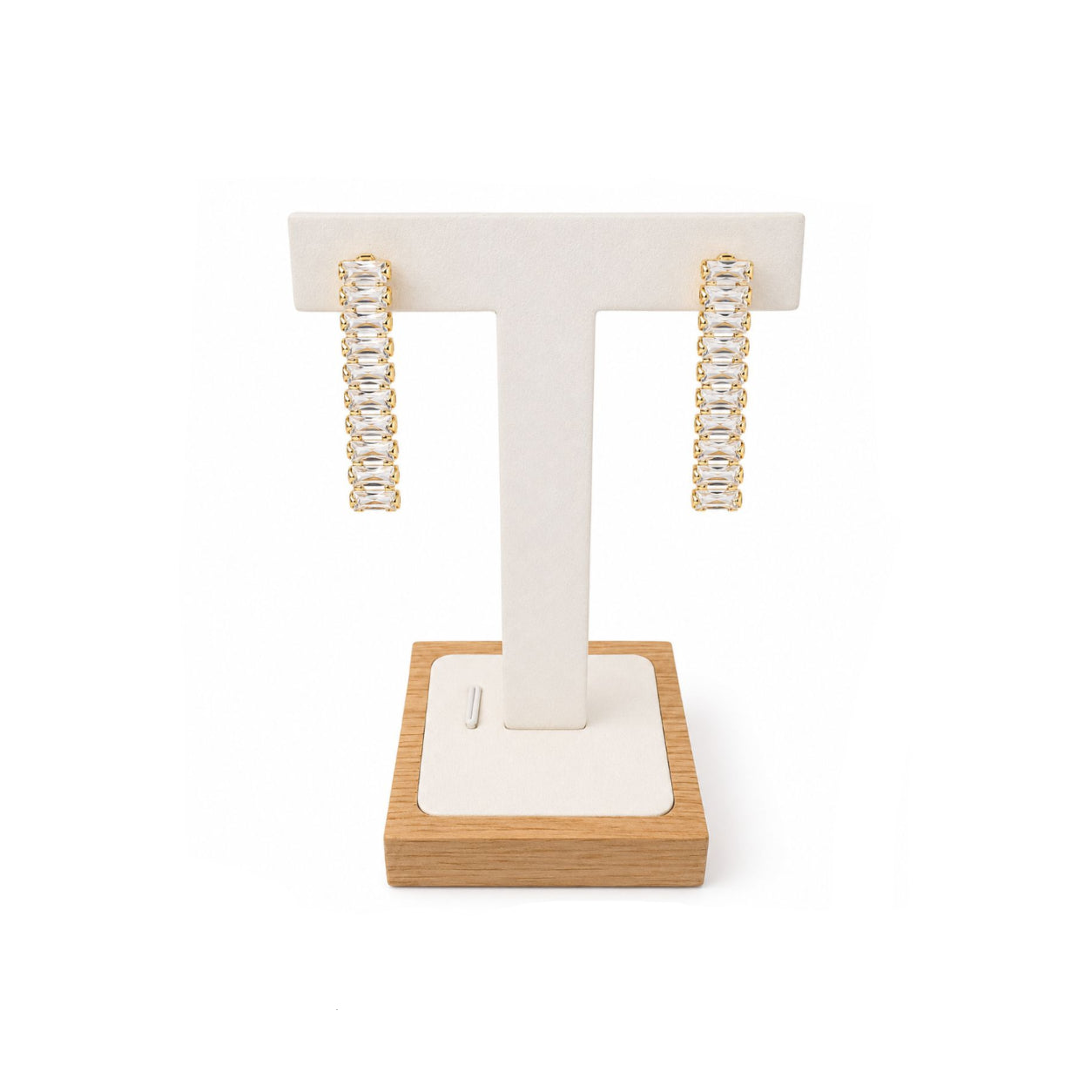 Aros Cascada Baguette con Baño de Oro 18K.