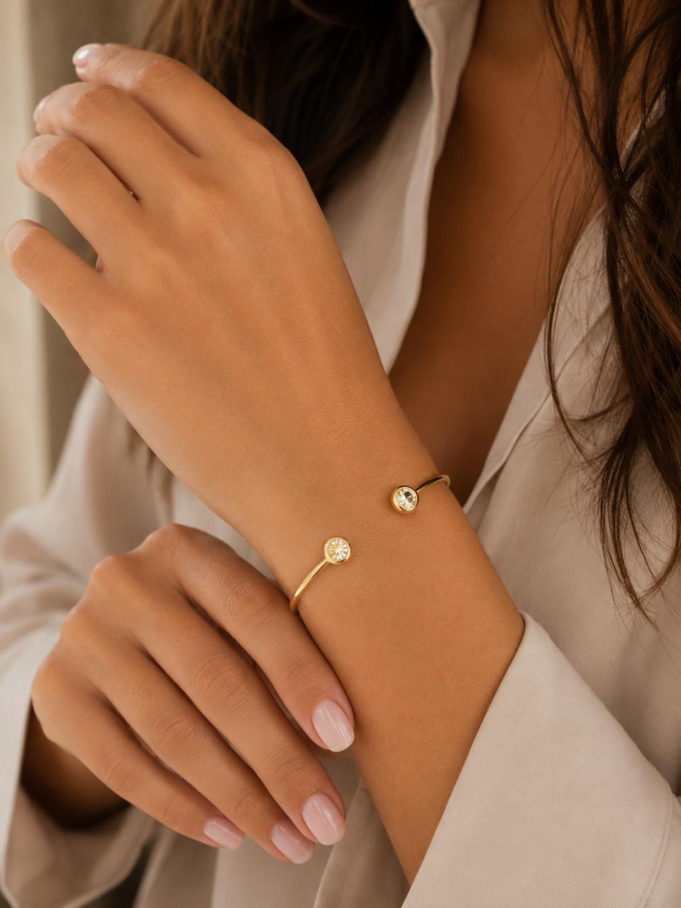 Brazalete Prego Premium con Baño de Oro 18K