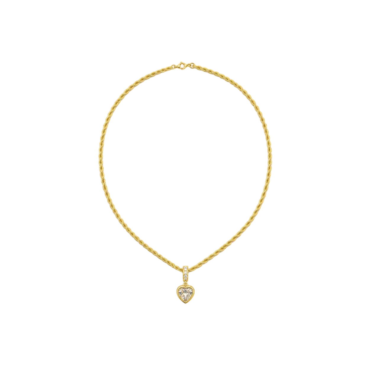Collar Cordón Dorado con Dije Corazón de Cristal