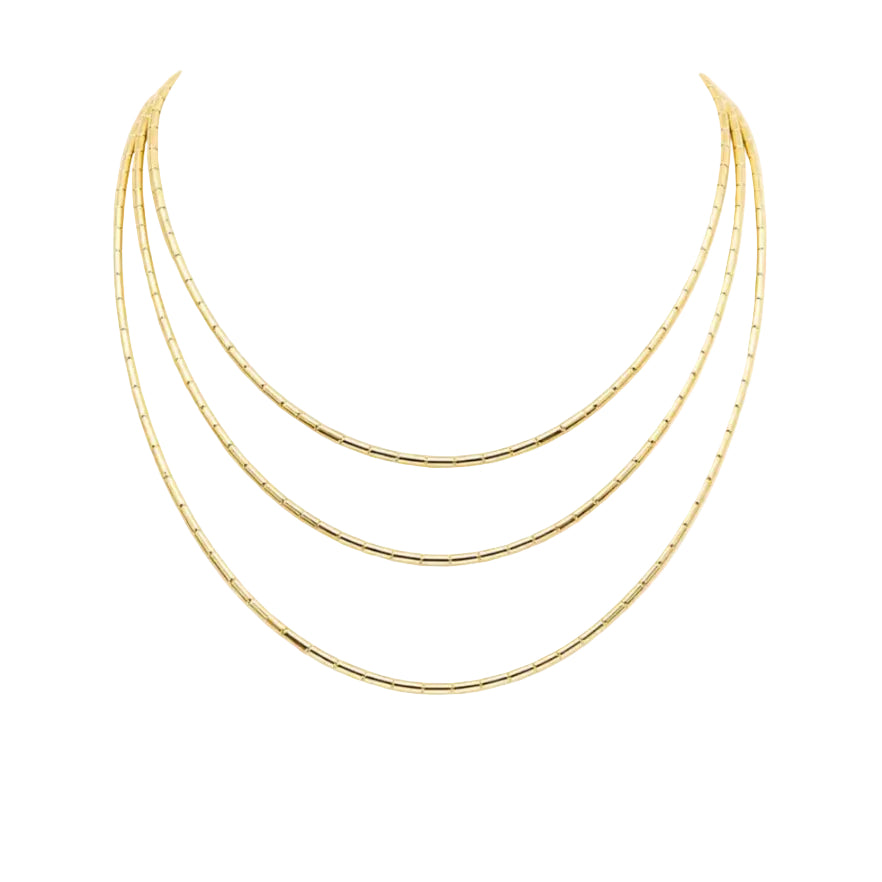 Collar Mostacilla Layered Glow con Baño de Oro 18K.