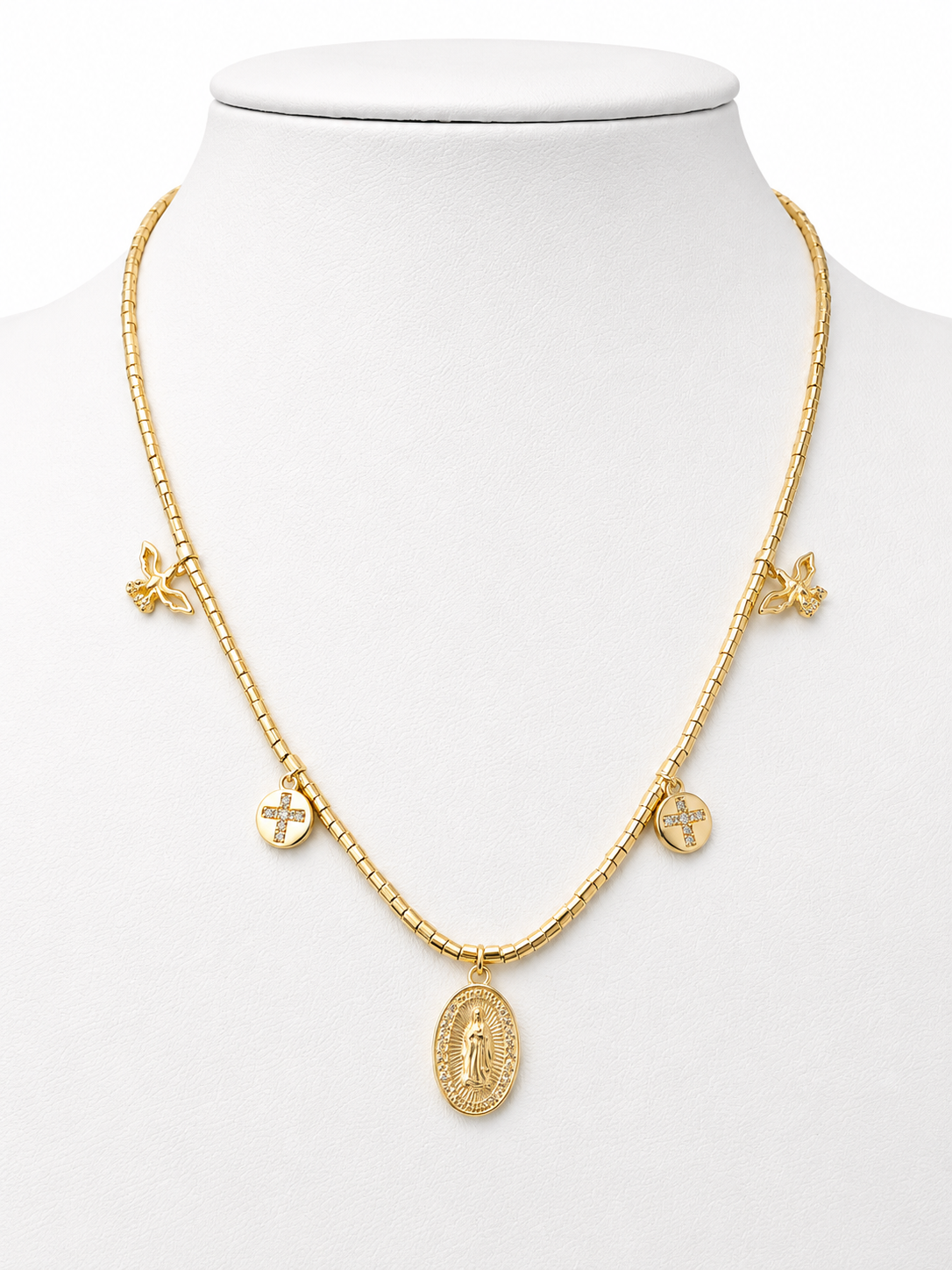 Collar Mostacilla Virgen Guadaluope Divine Essence con Baño de Oro 18K