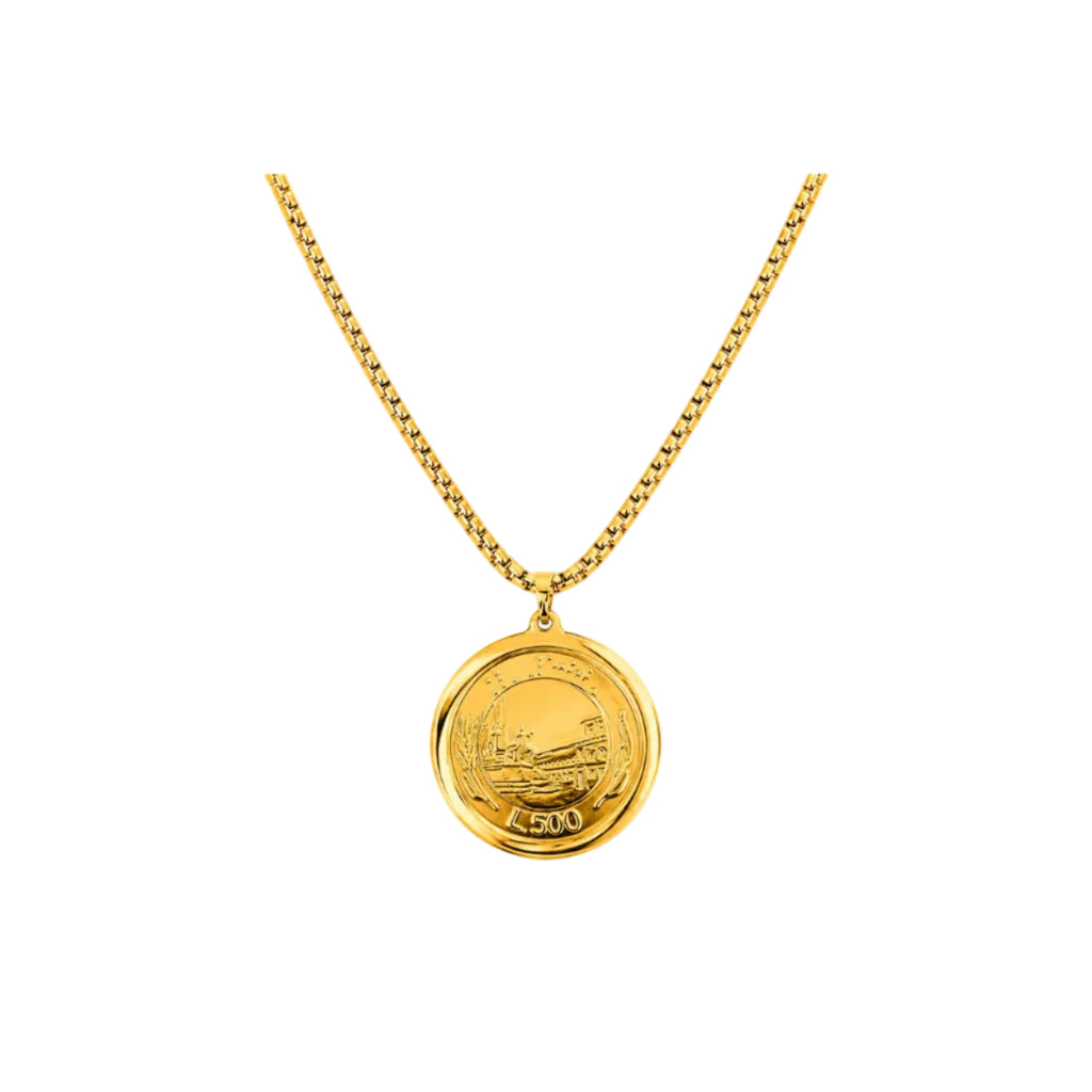 Collar Moneda Italiana Vintage Dorado