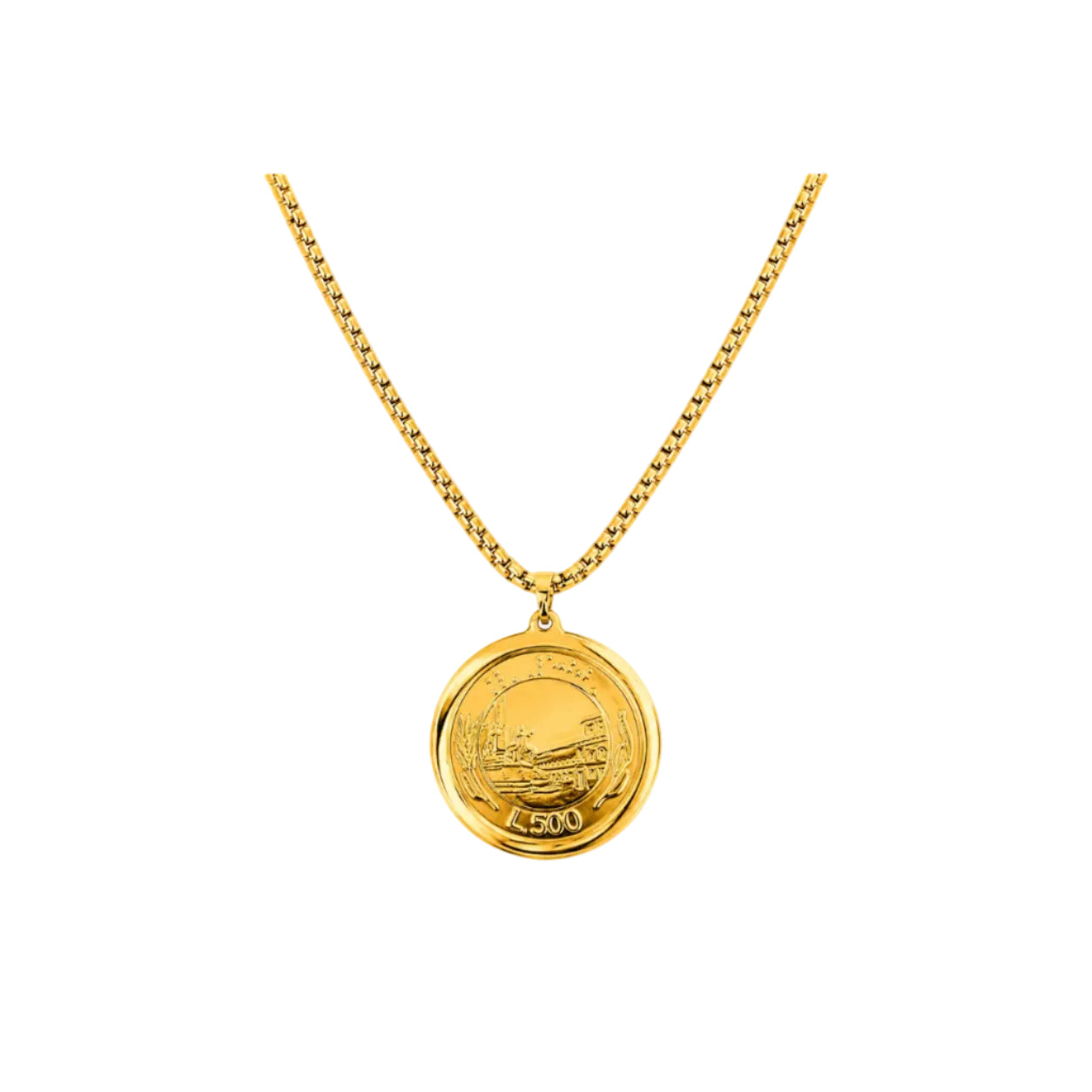 Collar Moneda Italiana Vintage Dorado