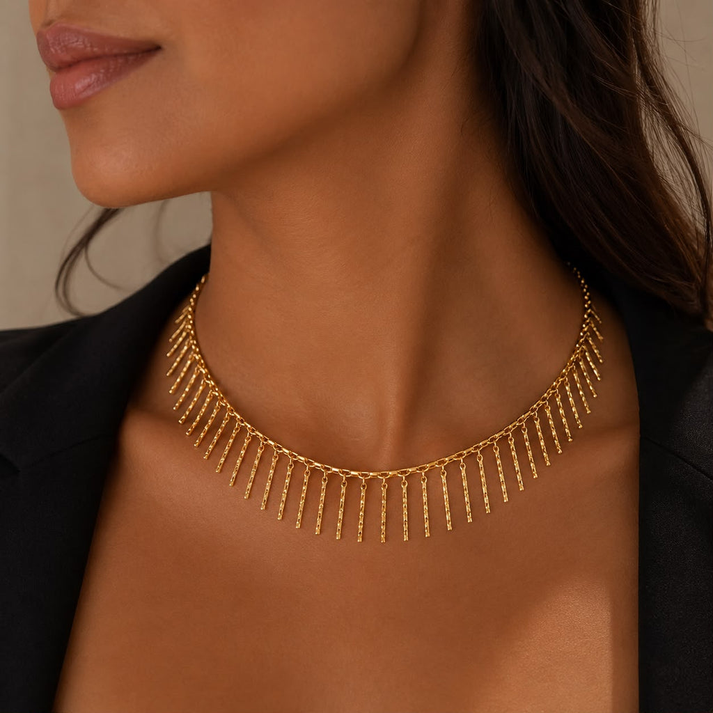 Collar Rayos de Sol con Baño de Oro 18K