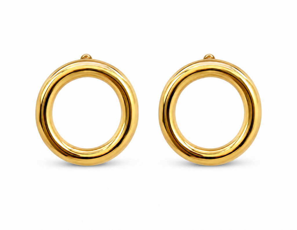 Aros Bold Oval con Baño de Oro 18K