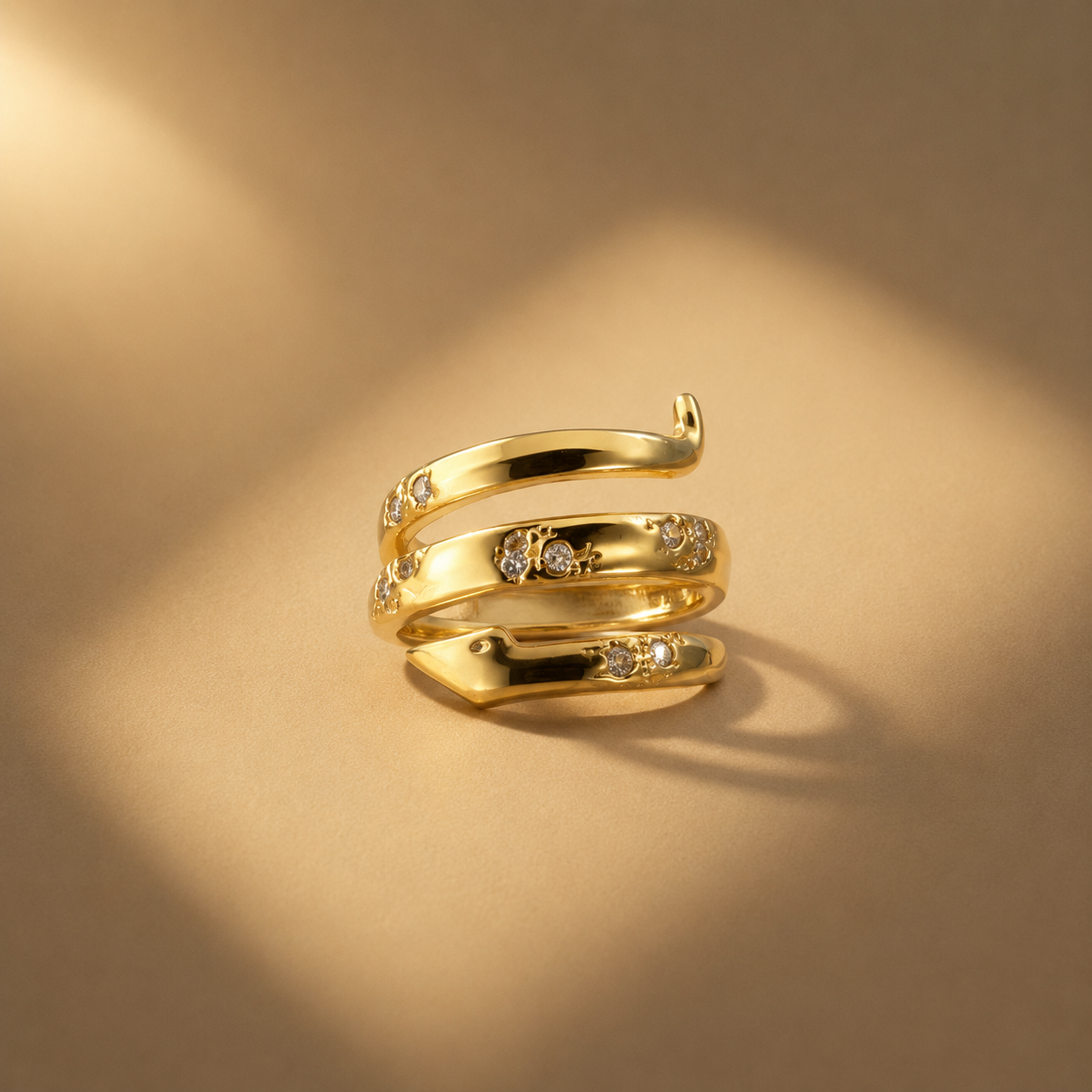 Anillo Triple Línea con Baño de Oro 18K