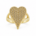 Anillo Corazón Brillante con Baño de Oro 18K