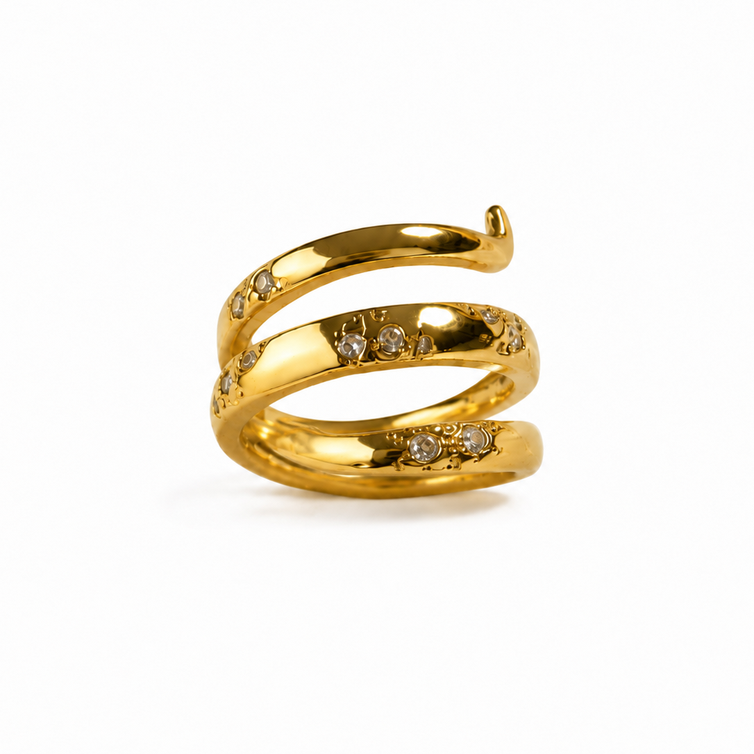 Anillo Triple Línea con Baño de Oro 18K
