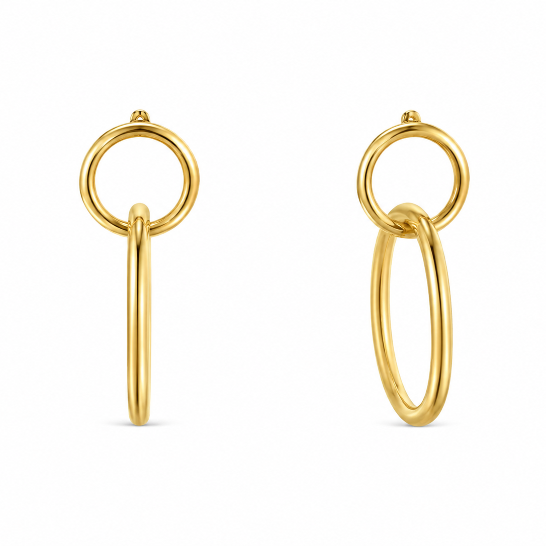 Aros Dual Circle con Baño de Oro 18K.