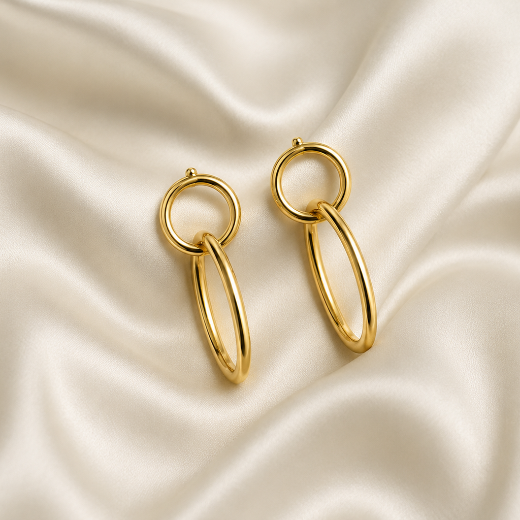 Aros Dual Circle con Baño de Oro 18K.