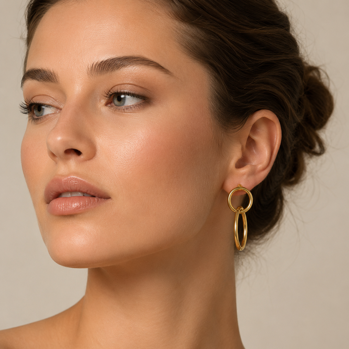 Aros Dual Circle con Baño de Oro 18K.