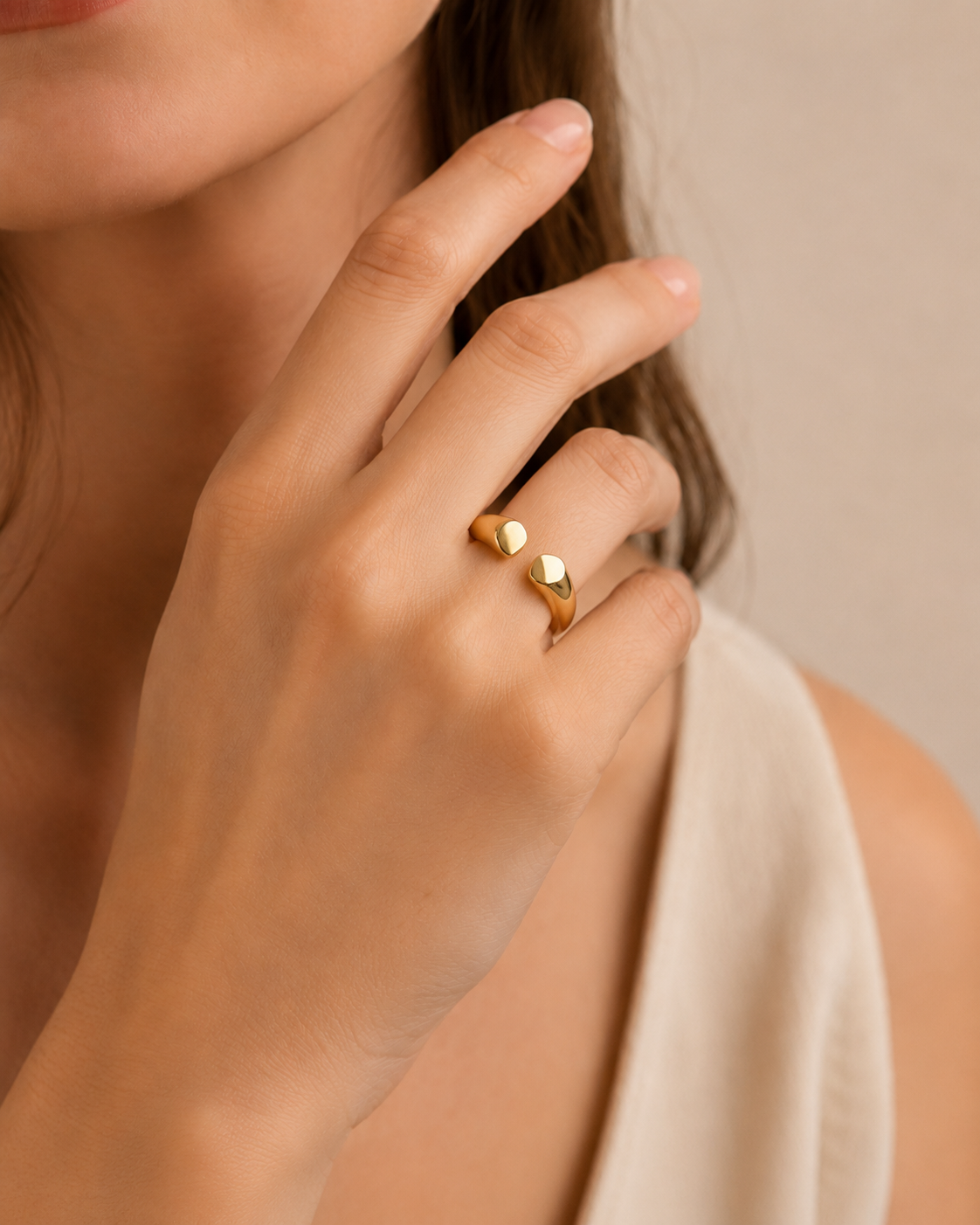 Anillo Doble Esencia con Baño de Oro 18K