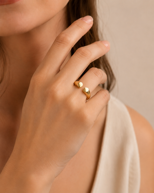 Anillo Doble Esencia con Baño de Oro 18K.