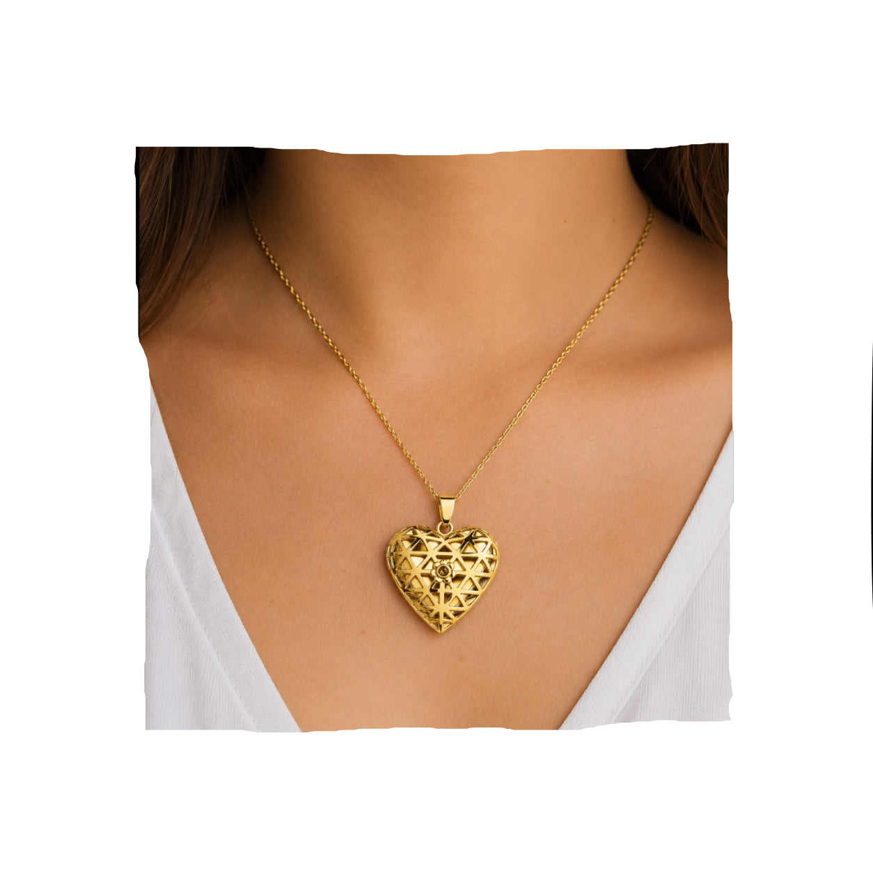 Dije Relicario Corazón Dorado