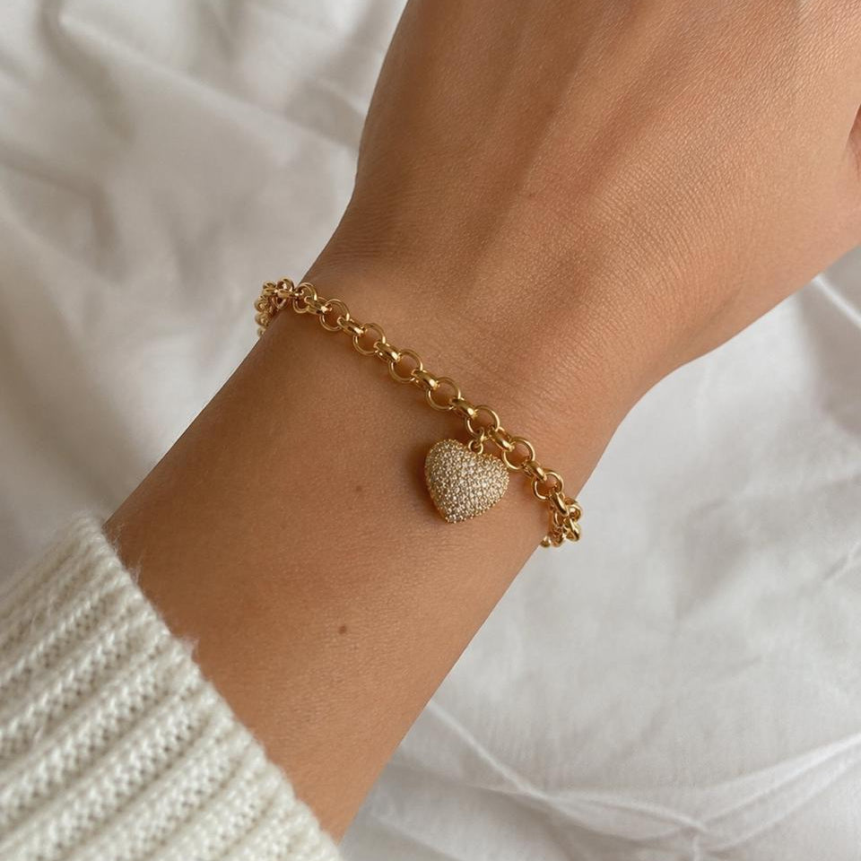 Pulsera Corazón Lumina con Baño de Oro 18K.