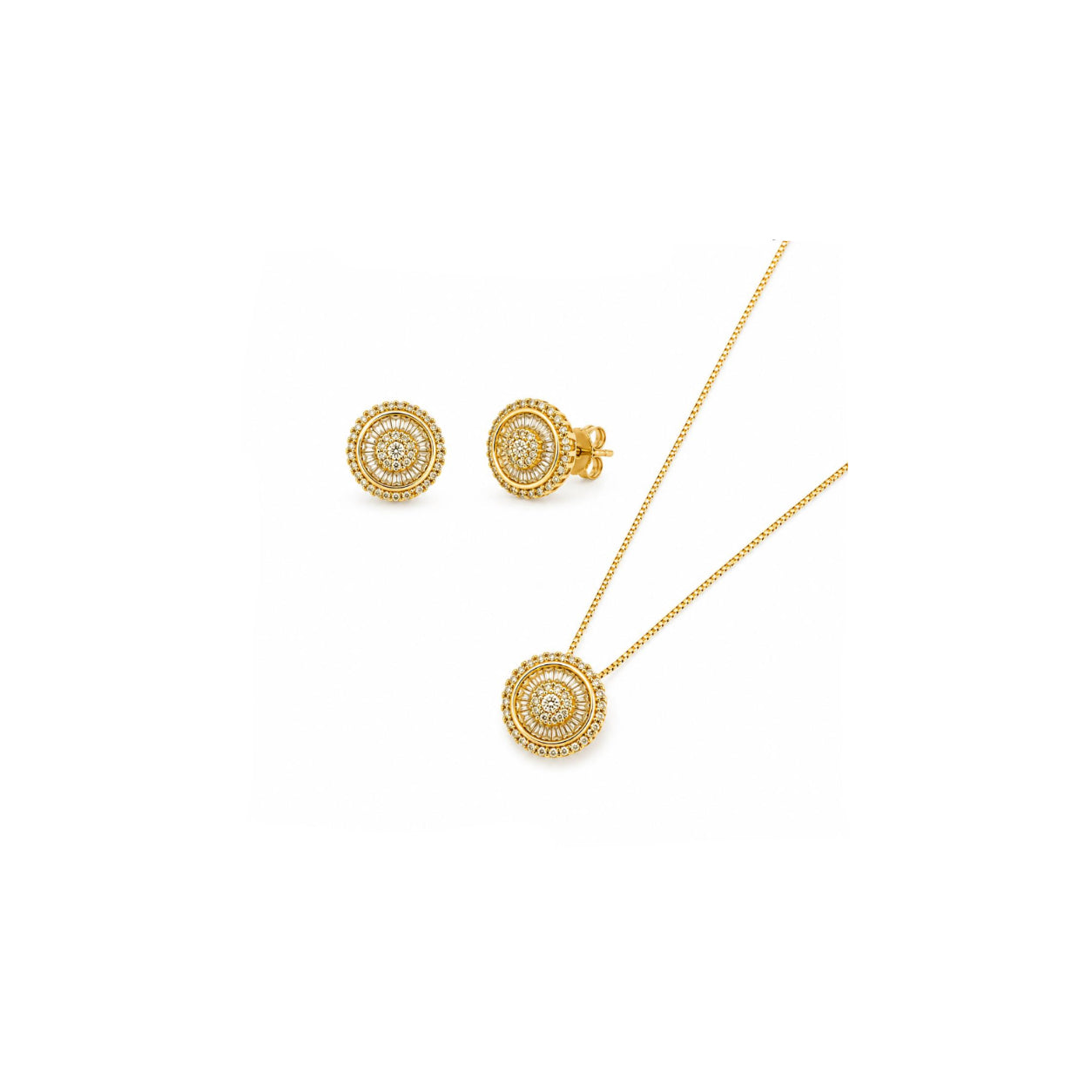 Conjunto Elegance Halo con baño de Oro 18K