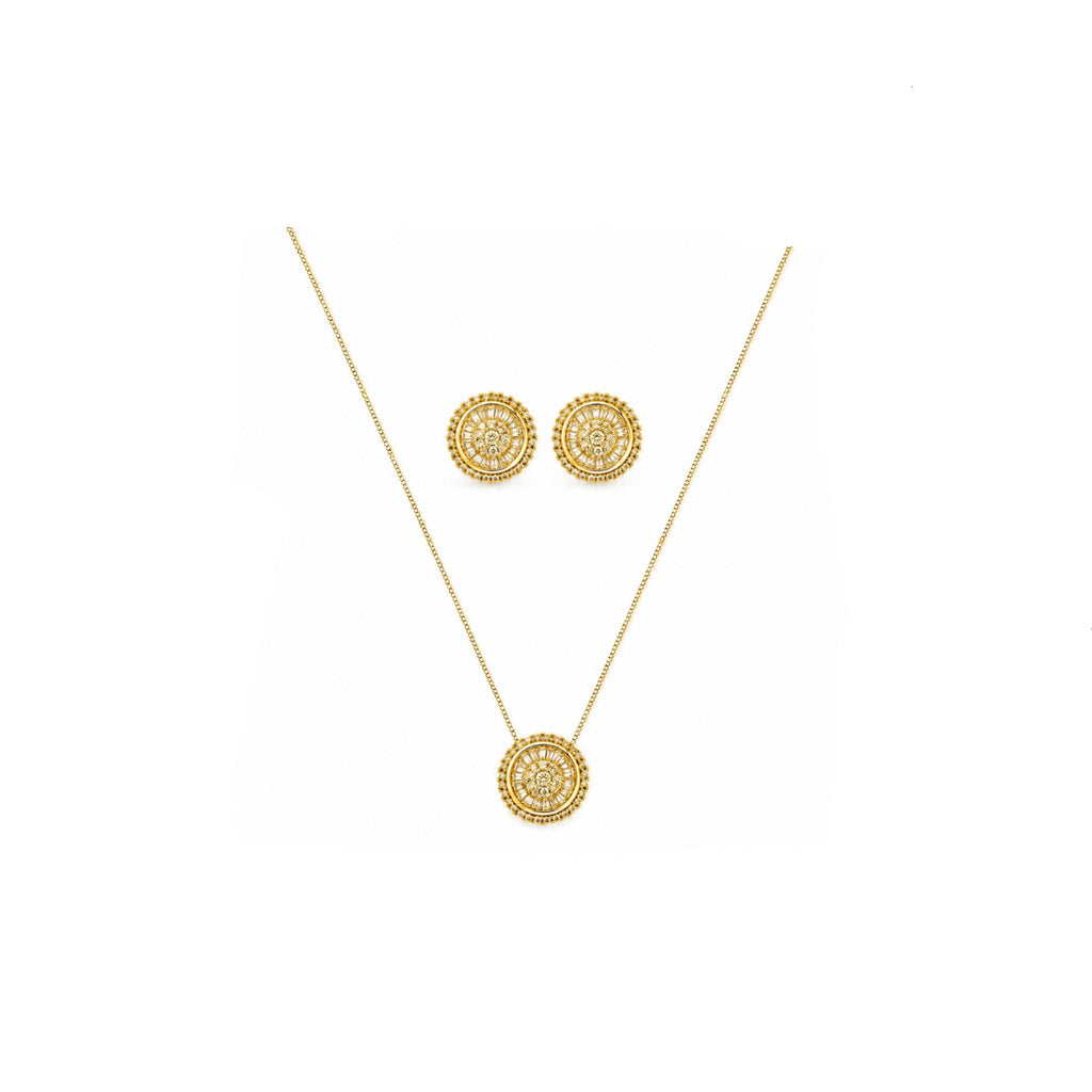 Conjunto Elegance Halo con baño de Oro 18K