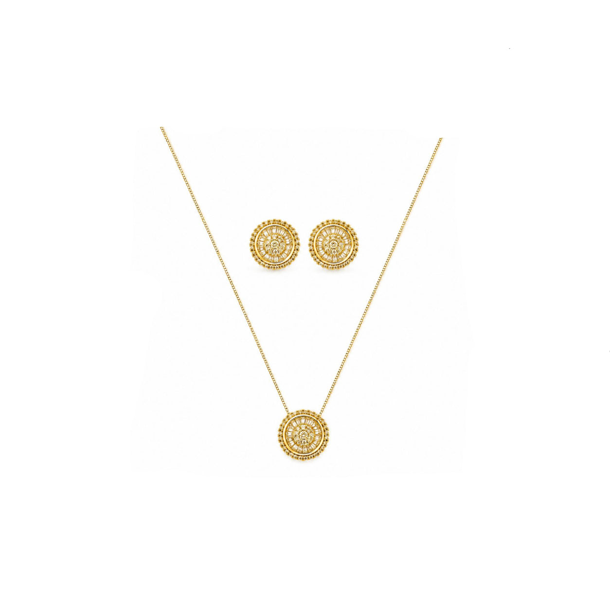 Conjunto Elegance Halo con baño de Oro 18K