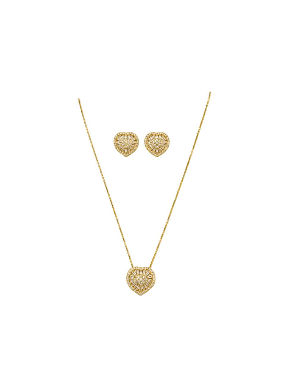 Conjunto Infinito Baguette con baño de Oro 18K