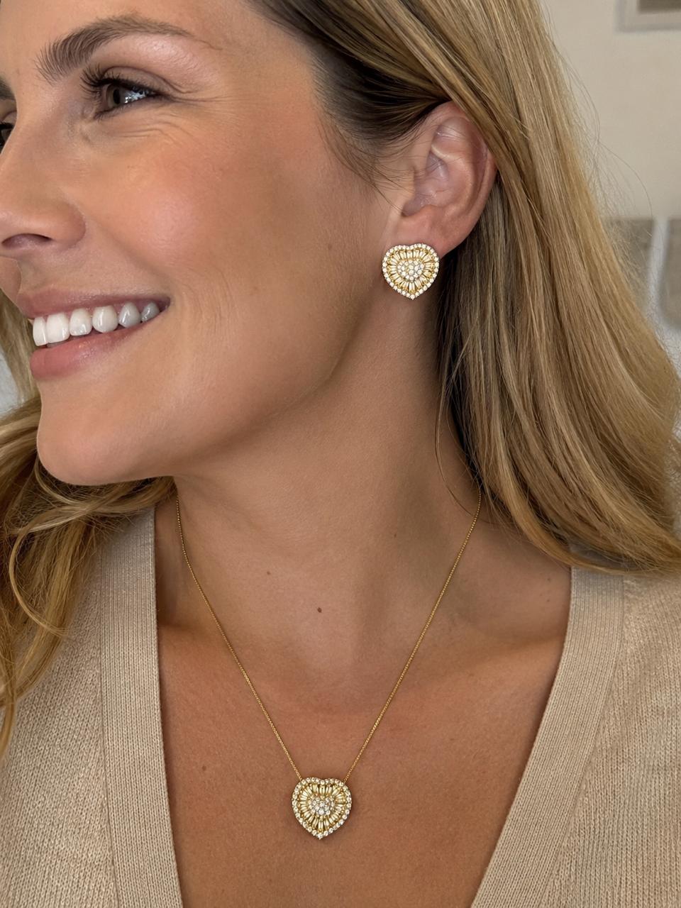 Conjunto Infinito Baguette con baño de Oro 18K