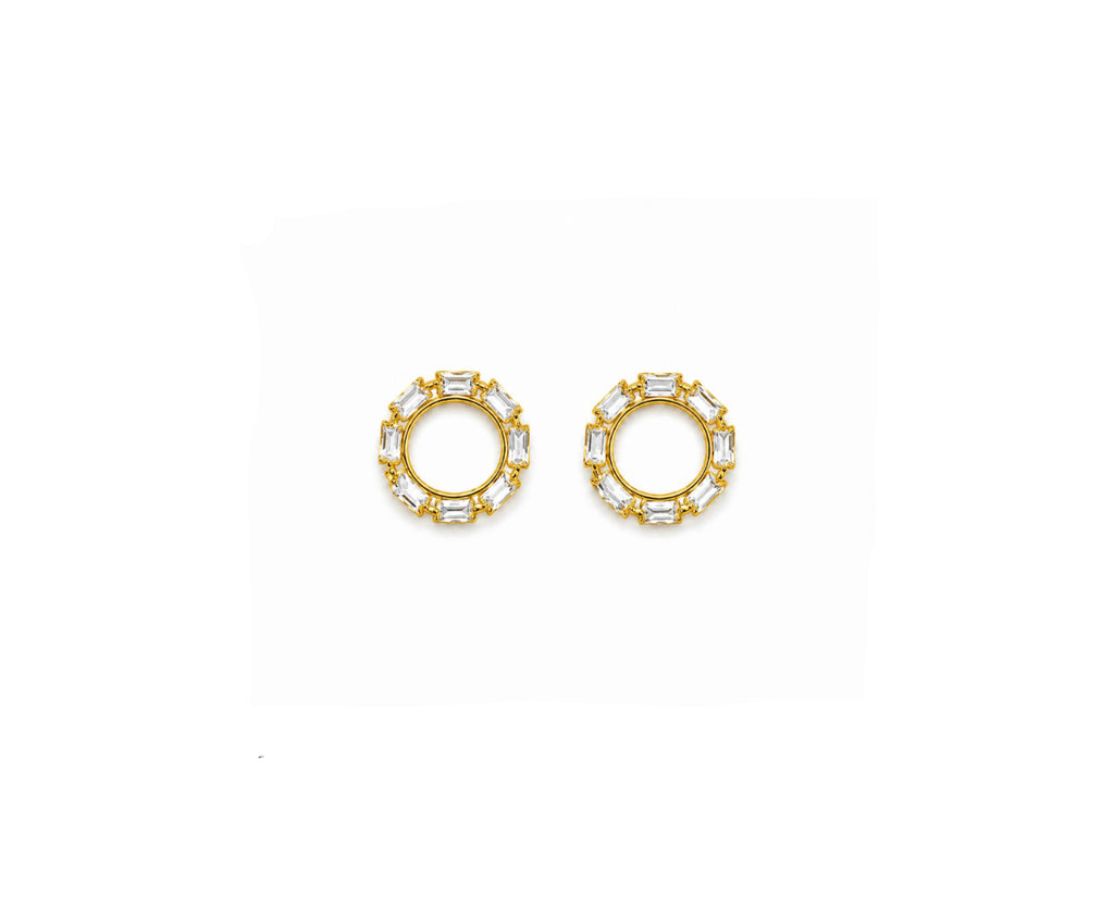 Conjunto Halo Baguette con baño de Oro 18K