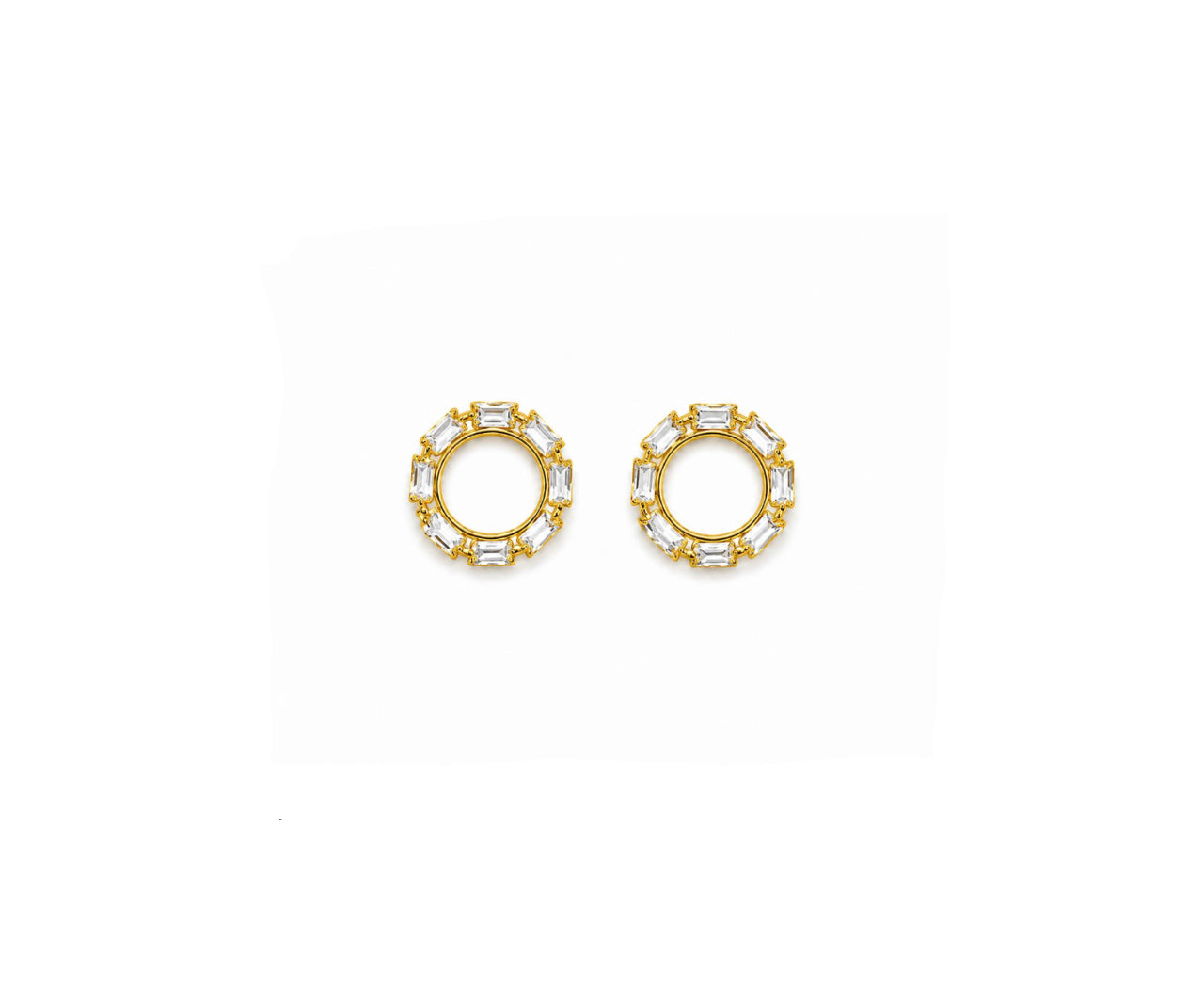 Conjunto Halo Baguette con baño de Oro 18K