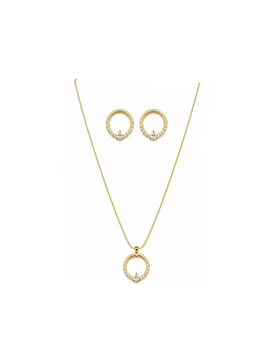 Conjunto Halo Brillante con baño de Oro 18k