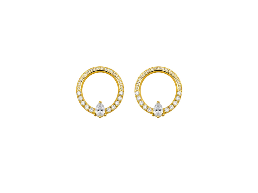 Conjunto Halo Brillante con baño de Oro 18k
