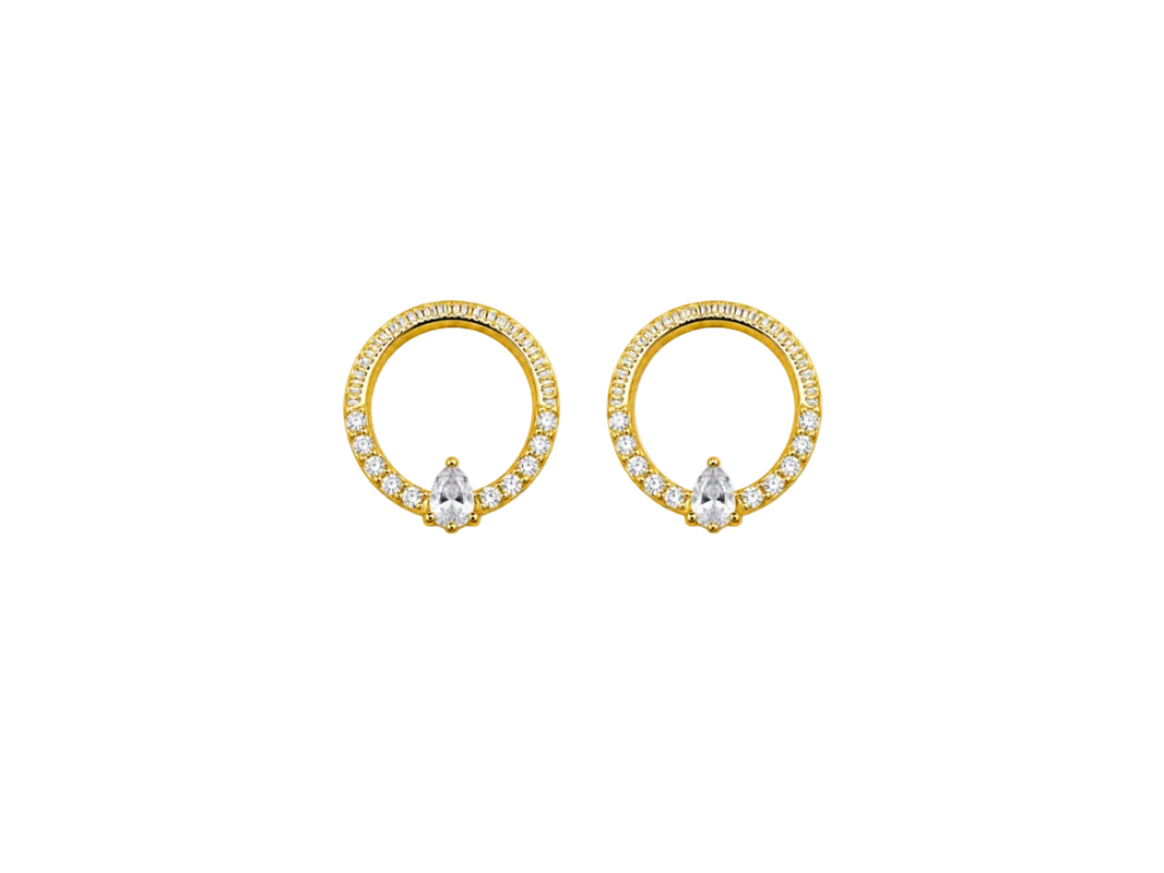 Conjunto Halo Brillante con baño de Oro 18k