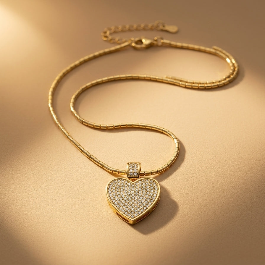 Collar Corazón Lumina con Baño de Oro 18K.
