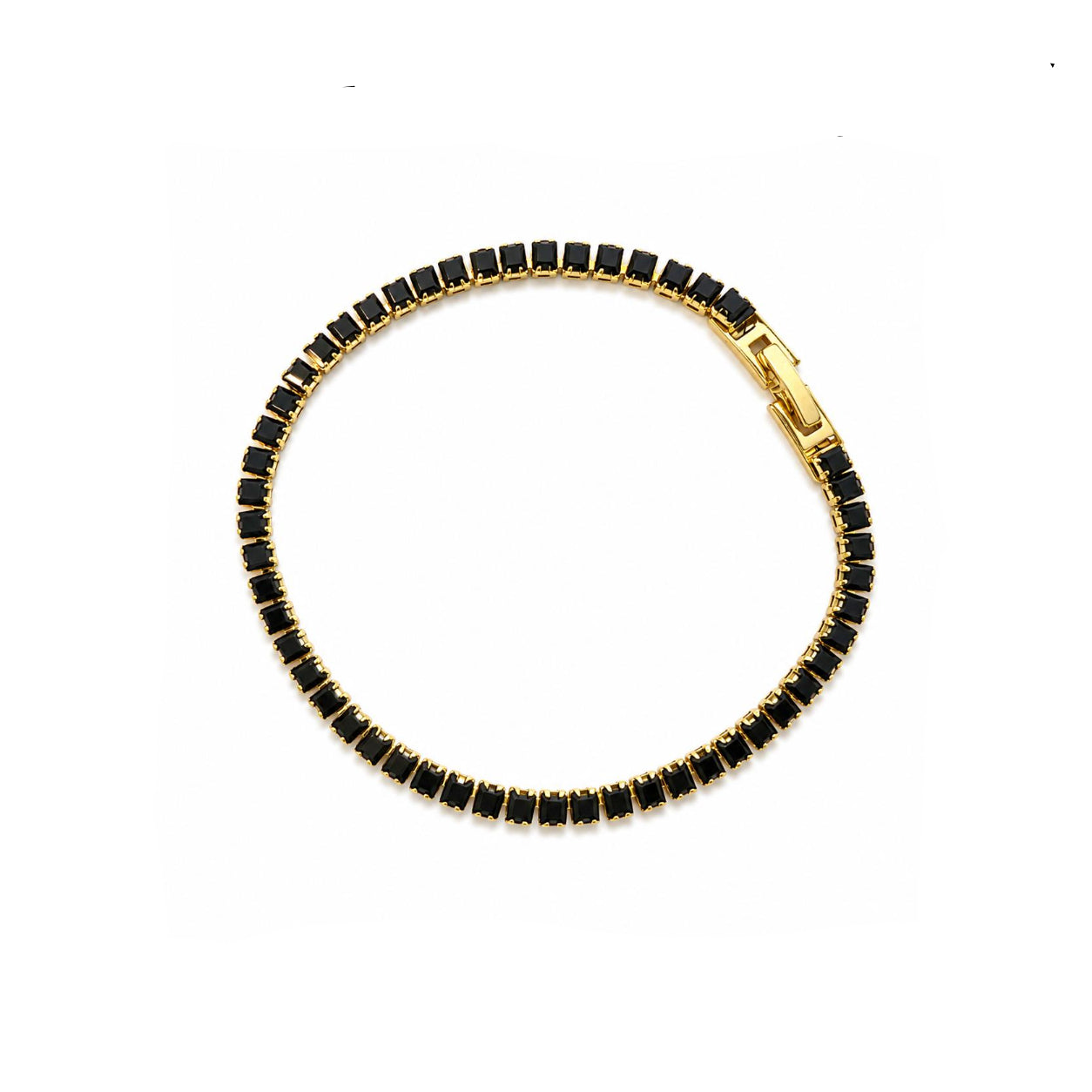 Pulsera Tennis Noir Élégance con Baño de Oro 18K.