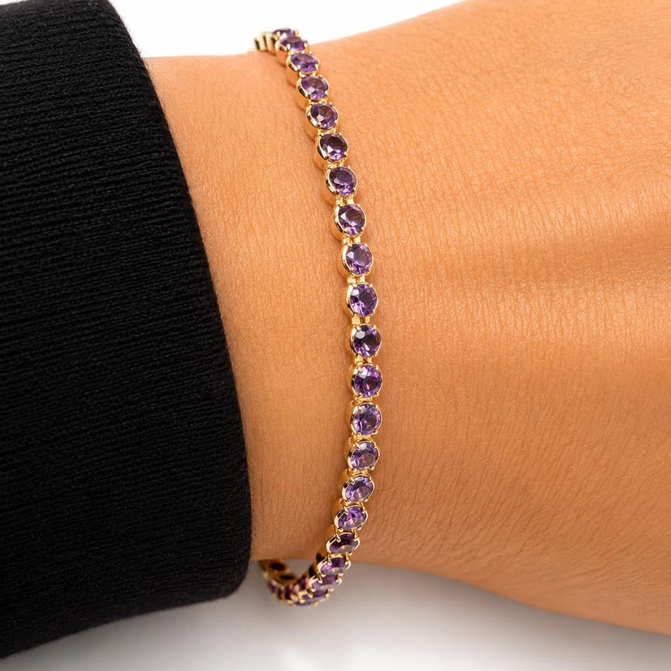 Pulsera Tennis Éternelle con Baño de Oro 18K.