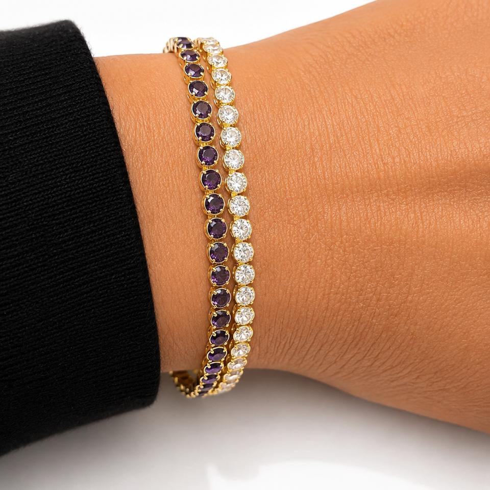 Pulsera Tennis Éternelle con Baño de Oro 18K.